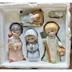 Vintage HOMCO 8pc Childrens' Nativity Christmas Plus Manger. Read